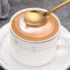 Kawy 304 Stal nierdzewna Kreatywna miksowanie łyżka tytanowa złota długie uchwyt deser Małe okrągłe akcesoria kuchenne