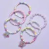 Breaded 6pcs/Set Bracelet Party Bracelets Star Heart Candy Color Minchas Crianças Breads Bracelets Rings Set for Girls Gift 240423