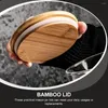 Storage Bottles 2 Pcs Household Bamboo Wood Sealing Cover Wooden Mason Jar Lids Small Cutting Board Silica Gel