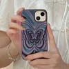 Étuis de téléphone portable Placing 3D Butterfly Bumpy Texture Case pour iPhone 15 14 13 12 Pro Max 11 Couleur solide Soft Shockproof Back Cover Fundas D240424