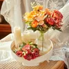 Decoratieve bloemen Silk kunstmatige pioenroos Rose Hydrangea Wedding Huis Decoratie Paarse hoogwaardige DIY Big Bouquet Fake Flower