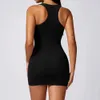 Active Sets Sexy Yoga Set Women Fitness Rompers Sexy One Piece Workout JumpSuits Short Skirt Sportswear Gym Push Up Bodysuits 240424