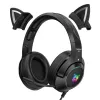 Fone de ouvido/fone de ouvido novo K9 Black Demon Version Cat Gaming Headphones com microfone RGB Luminous Mobile Phone Reduction fone de ruído