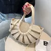 Shoulder Bags Straw Semicircle Design Small Tote For Women 2024 Summer Lady Beach Crossbody Simple Bag Female Travel Handbags