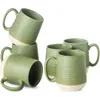 Porcelain Coffee Mugs Set of 6 15 Ounce Large Ceramic Cups with Handle for Latte Tea Cocoa and Chocolate 240418