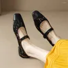 Casual Shoes Spring/summer Mary Jane Horsehair Woman Shoe French Square Toe Low Heel For Women Ladies Pumps