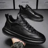 Повседневная обувь кожаная дизайн мужской платформ платформ Soft Sole Sole Sports Conteekers Man Comense Lace Up Black Bunwear 20024