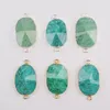 Pendant Necklaces Natural Stone Amazonite Faceted Connectors Green Gem Golden/Silver Color DIY Necklace Bracelet Jewelry