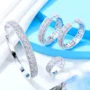 Bragle Godki Colorful Square CZ Braggle Blangle Set for Women Wedding Party Baguette Cut Zirconia Dubai Bridal Jewelry Set Boho 2021