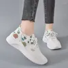 Chaussures décontractées Rimocy Fashion Print Platform Plateforme Sneakers Femmes Lace-Up Breathable Mesh Sports Femme 2024 Tricoter non-glissement