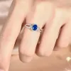 バンドHuitan Noble Women Wedding Rings with Oval Blue Cubic Zirconia Exquisite Anniversary Gift Engagement Proposal Rings Love Jewelry