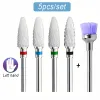 Bits 5PCS LeftHanded Ceramic Nail Drill Bits Set Acrylic Nail File Bits 3/32'' Shank Professional For Removing Acrylic Gel Nails