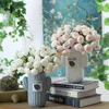 Decorative Flowers 27 Heads Cute Rose Pink Silk Peony Artificial Bouquet Table Fake For Home Room Wedding Decoration Indoor