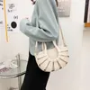 Shoulder Bags Small Semicircle Weave Women Tote Luxury Soft Leather Messenger Bag Ladies Hollow Designer Top-handle Handbags Sac