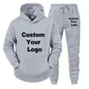 Herren -Tracksuits Männer Frauen machen Ihr Design -Logo Text Custom Hoodie Set Original bedrucktes Sweatshirt und Jogginghosen 2 Stück