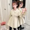 Coat Beaded Lapel Girls Trench Spring Autumn Korean Kids Jacket Fashion Windbreak Outerwear Children Clothing 4-14 Years