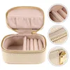 Decoratieve platen sieraden doos reisorganisator container Jowery opslag draagbare kast pu trinket compact