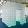 Partihandel vit uppblåsbar LED -kubfoto bås fotobooth rumsstuga studiohus med RGB -lampor för annonser och evenemang
