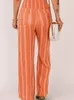 Pantaloni da donna 2024 Scher Striped Casual for Women Style Stilgo Slimt Fit Veratile High Wile Shil-a gamba dritta pantaloni