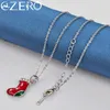 Hängen Alizero 925 Sterling Silver Ziron Christmas Stocking Pendant Halsband 16-30 tum kedja för kvinnors smyckespresent