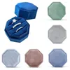 Jewelry Pouches Three Slots Octagonal Exquisite Velvet Box Display With Detachable Lid Ring Storage