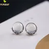 Stud Küpe 925 Sterling Gümüş Beyaz Acate Kadınlar için Erik Çiçeği Vintage Takı Kadın Küpe Flyleaf