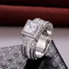 Bandringen super stralende vrouwen mannen mode ring prachtige zilveren kleur ingelegde zirkon stenen bruiloft voor verloving sieraden H240424