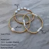 Braccialetti di perle d'acqua dolce ccgood ccgood bracciale con guscio in perline da 18 k per donne allungare i gioielli minimalisti impilabili