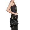 Crush Women's Small Black Cowhide Used Metal Accessories Tote Bag Original Quality