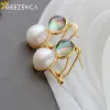 Oorbellen Geezenca 925 Sterling Silver Gold Gepated Natural Freshwater Pearl -oorbellen voor vrouwen Koreaanse stijl Fashion stud earring 2021 NIEUW