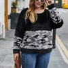 Kvinnors hoodies Hösten Plus Size Leisure Sweater 8xl 9xl 10XL Fashion Ladies Round Neck Long Sleeve Plush Leopard Stitching tröja.