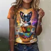 Women's T Shirts S Summer Fashion 3D Cute Dog Print Harajuku T-shirt Kort ärm Casual Kawaii Girls Tee Overdimensionerade kvinnokläder