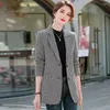 Женские костюмы мода Qianniao Grid Pater Blazer 2024 весенний осенний корейский издание Slim Pockets Sust женский верхний вершина