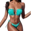 WomenS Sexy Leopard Bikinis Swimsuit Y2k Two Piece Bandeau Padded Ruched Push Up Tankinis Swimwear Hawaiian Beachwear Mujer 240417