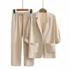 Fashion Casual Casual Suit Suit Pantalage Top Two Piece Professional Suit Elegant Womens SetS 240421