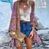 Boheemian casual mantel vest voor zwempakvrouw 2024 Summer Beach Swimwear Smock Tops lange mouwen vrouwelijke kleding 240416