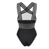 Women's Swimwear Women Bodysuit Swimsuits 2024 Summer One_piece Swimwear For Lady High Neck Bandage Cross Back Padded Up Swimming Suit For Women d240424
