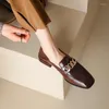 Casual Shoes MEZEREON Woman Flats Pleated Leather Flat With Chains Mules Slip On Spring Atumn Daily Simple Loafers Moccasin