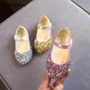 Slipper KushyShoo 2021 Spring New Children Shoes Girls Princess Shoes Glitter Children Baby Dance Shoes Casual Toddler Girl SandalsL2404