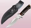 Nouvelle arrivée Small Survival Straight Hunting Couteau 440c Satin Bowie Blade Full Tang Ebony Handle Couteaux à lame fixe avec cuir SH4677426