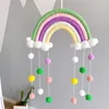 Decorative Figurines Hand-woven Rainbow Clouds Hanging Decoration Colorful Pom Felt Ball Tassel Baby Kids Room Wall Window Craft