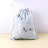 Storage Bags S/M/L Drawstring Bag Cotton Linen Fabric Pouch Animal Plant Print Kids Travel Cloth Shoes Makeup Case Party Gift