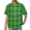 Men's Casual Shirts Red Plaid Beach Shirt Vintage Check Hawaii Male Funny Blouses Short Sleeve Pattern Clothing Plus Size