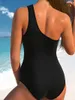 Damskie stroje kąpielowe 2024 Duży plus rozmiar jednego ramię w kostium kąpielowym Kobiet Bodysuit żeńskie kąpki kąpielowe kąpiel pływającego kostium kąpiel
