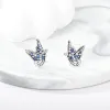 Boucles d'oreilles étincelantes Blue Zircon 925 Boucles d'oreilles en argent Pave U Forme Star Devil Eyes Circle S925 Drop Boucle d'oreille Fit