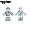 Swimwear New Summer Cartoon Pattern Swimwear for Boy UV Protection Long Sleeve Triangular Trunks for Kids Unisex OnePiece Swimsuit H6812