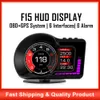 New HUD OBD2+GPSカーデジタルスピードメーターヘッドアップディスプレイオーバースピードアラームRPM水温ターボ圧力普遍的な