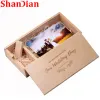 Drive Shangdian Wedding Photo Frame USB Flash Drives Natural Wood 128 ГБ бесплатно настраиваемое логотип Pen Drive Pendan Memory Stick Gift Gift