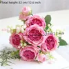 Fiori decorativi 32 cm 5 teste berry artificiale rosa bianca fiore di seta bouquet per il giardino del matrimonio feste