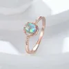 Anelli di nozze semplici Rainbow Birthstone Blue Fire Opal Rings for Women Rose Gold Rose Rose Ring Bands per matrimoni che impila gioielli ad anello sottile